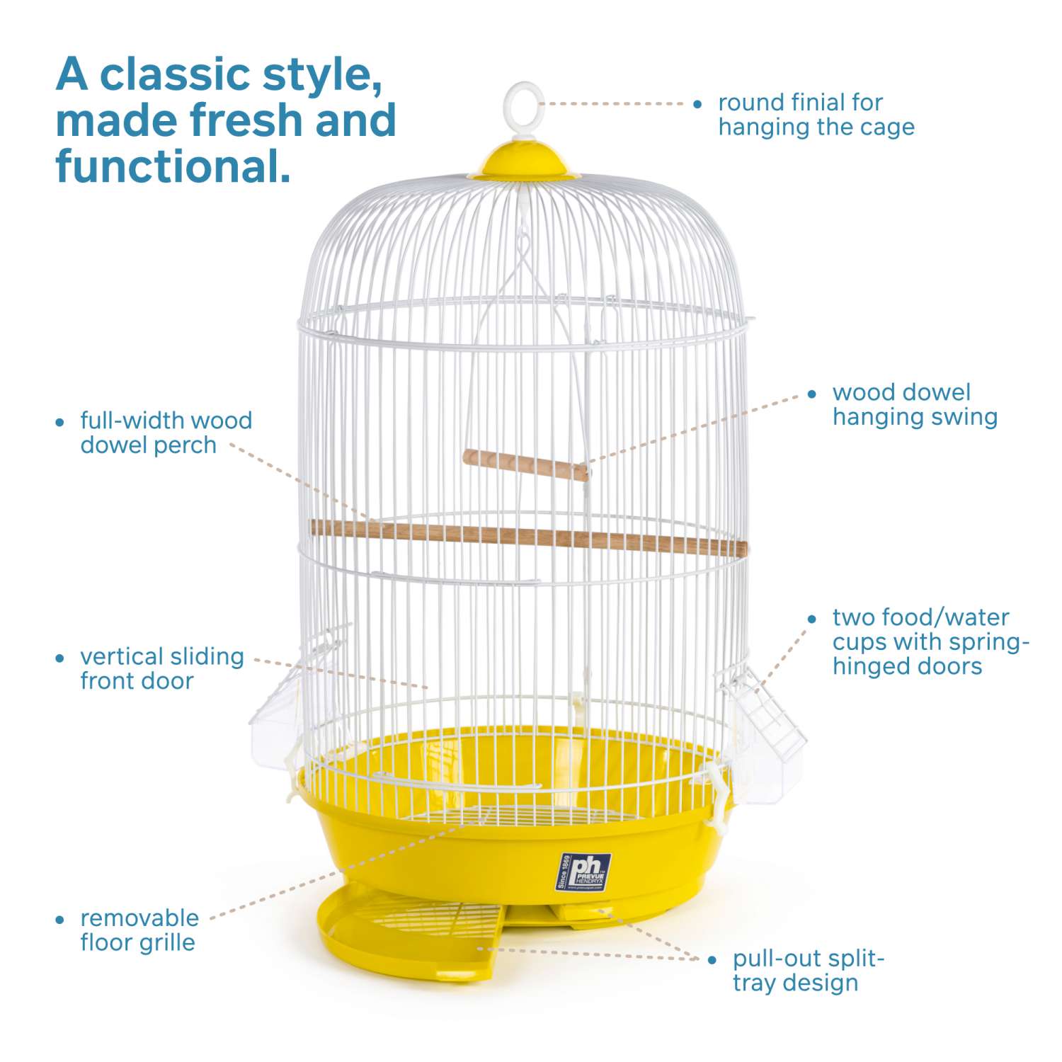Large Hanging Half-round Bird Cage Cup 1182 Prevue Pet Products