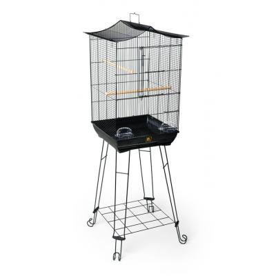 Crown Top Cage & Stand - Black