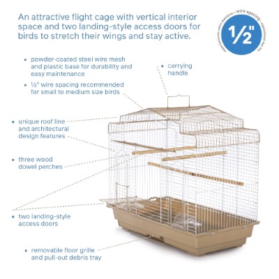 Cockatiel Flight Bird Cage-Brown/White - SP50051